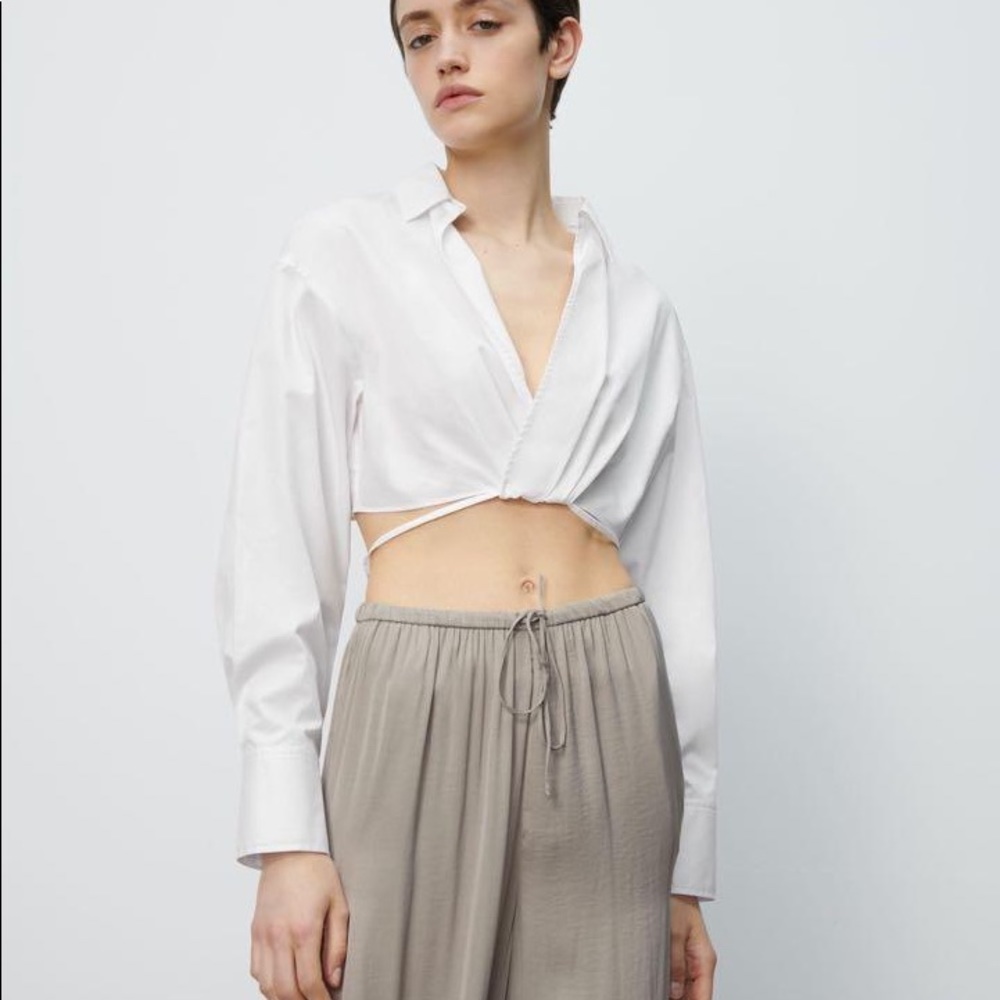 Zara cropped blouse with wrap around strings
